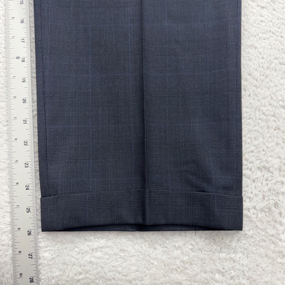 Brooks Brothers 346 Mens Wool Blend Stretch Dress Pants Pleated Gray Plaid 34x26 - Picture 3 of 8